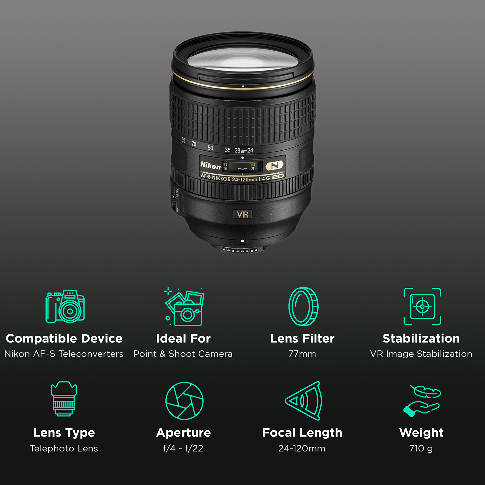 Nikon AF-S NIKKOR 24-120mm f/3.5 - f/5.6 Standard Zoom Lens for Nikon F  Mount (Silent Wave Motor)